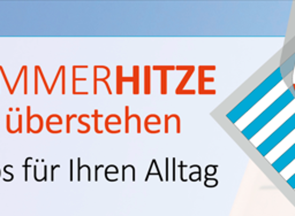Zu sehen ist ein Plakat mit Tipps zum Umgang mit der Sommerhitze.