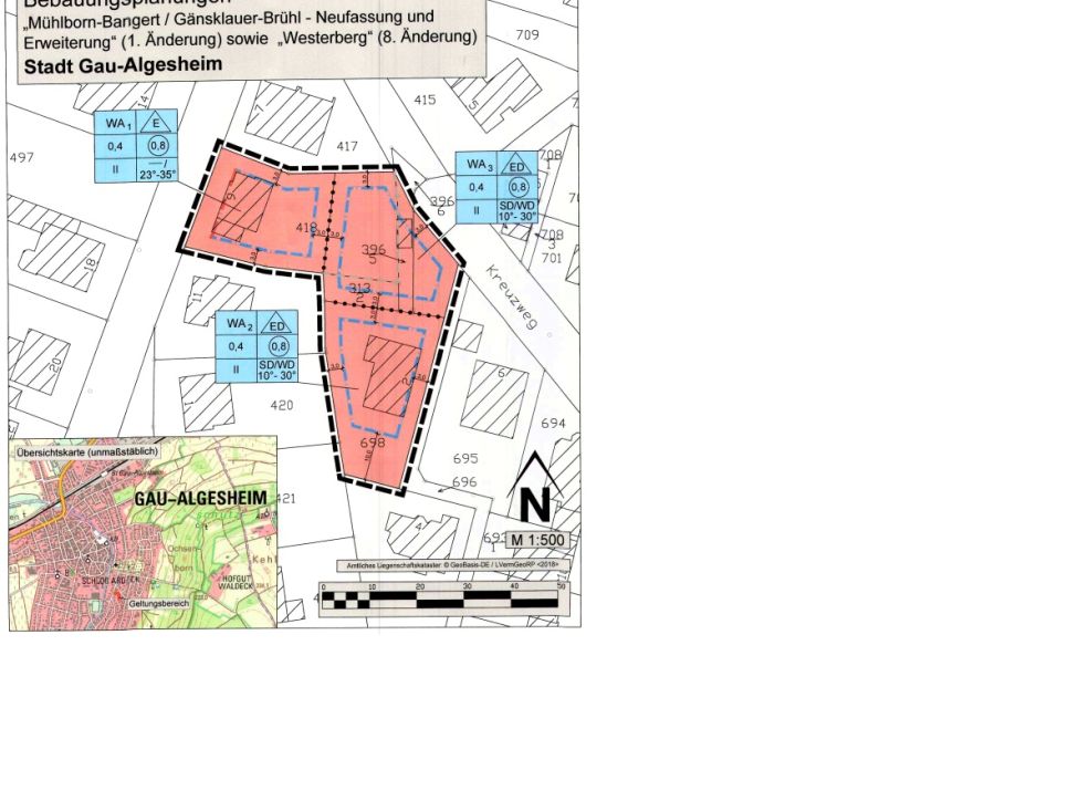 Zu sehen ist ein Symbolbild für den Bebauungsplan "Mühlborn-Bangert, Gänsklauer-Brühl" Erweiterung und 1. Änderung, Gau-Algesheim