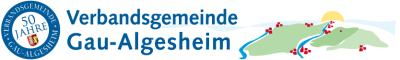 Zu sehen ist ein Sonderlogo der Verbandsgemeinde Gau-Algesheim anlässlich des 50. Jubiläums.